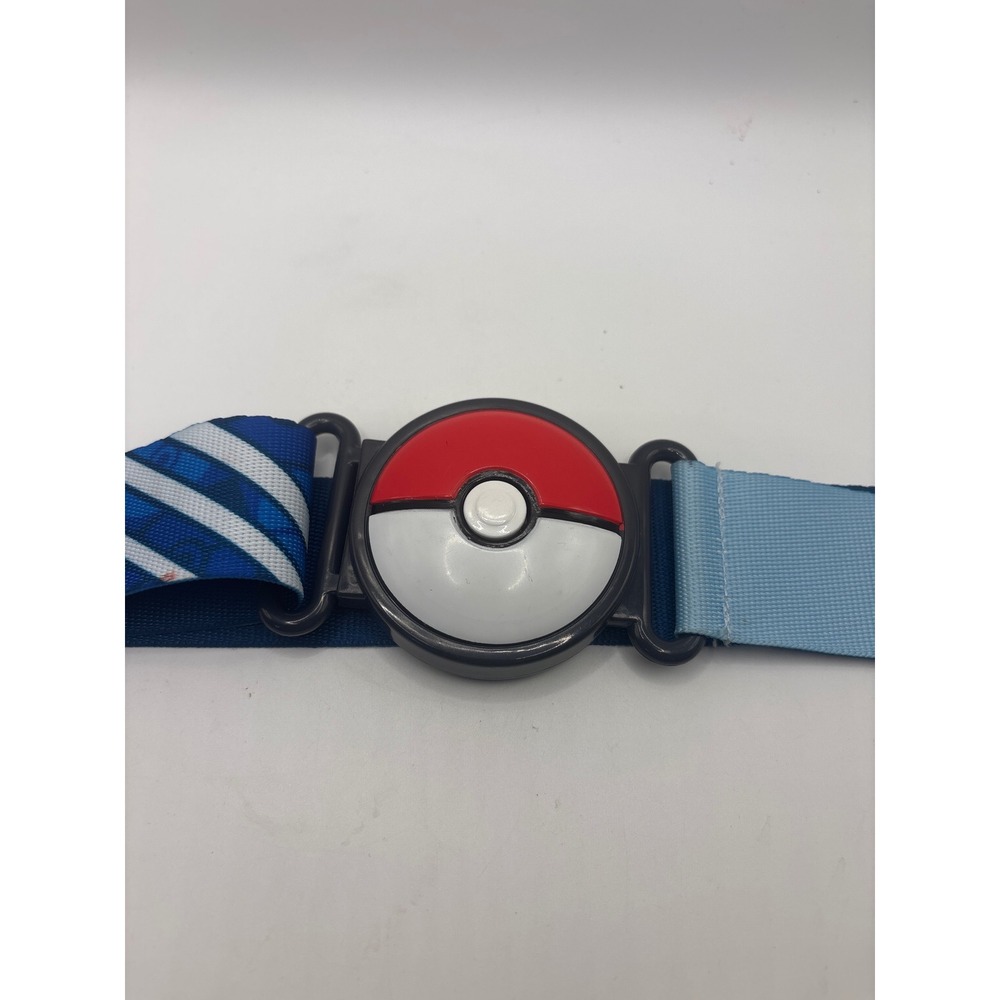 Pokemon Pokeball Buckle Blue Snowflake Pattern Adjustable Web Belt Mens Kids - Picture 2 of 5